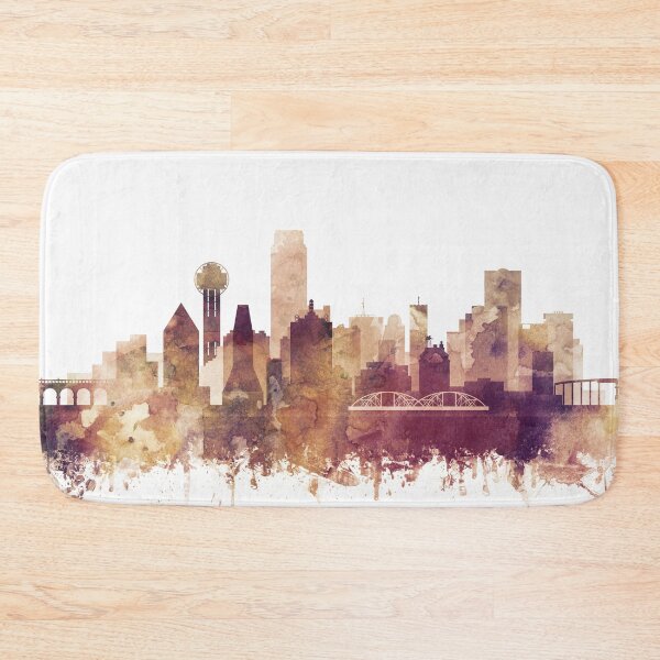 Artikelvorschau, Dallas Skyline Aquarell Orange Lila von Zouzounio Art entworfen und verkauft von zouzounioart.