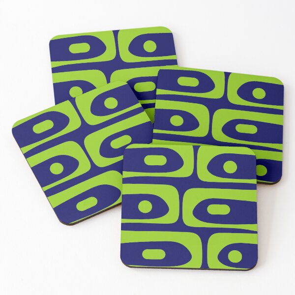 Item preview, Mid Century Modern Piquet Abstract Pattern in Bright Navy Blue and Lime Green designed and sold by kierkegaard.