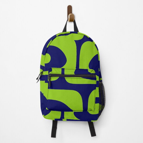 Item preview, Mid Century Modern Piquet Abstract Pattern in Bright Navy Blue and Lime Green designed and sold by kierkegaard.
