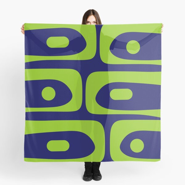 Item preview, Mid Century Modern Piquet Abstract Pattern in Bright Navy Blue and Lime Green designed and sold by kierkegaard.
