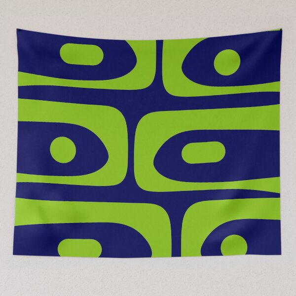 Item preview, Mid Century Modern Piquet Abstract Pattern in Bright Navy Blue and Lime Green designed and sold by kierkegaard.