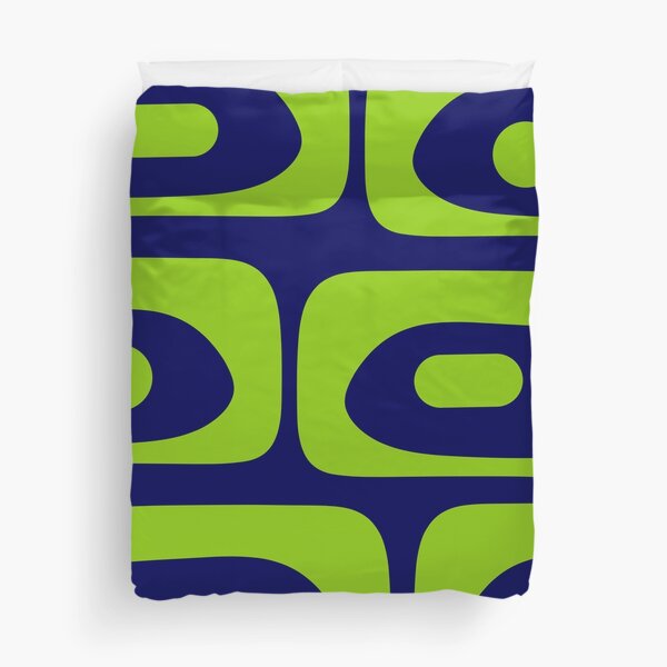 Item preview, Mid Century Modern Piquet Abstract Pattern in Bright Navy Blue and Lime Green designed and sold by kierkegaard.