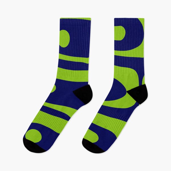 Item preview, Mid Century Modern Piquet Abstract Pattern in Bright Navy Blue and Lime Green designed and sold by kierkegaard.