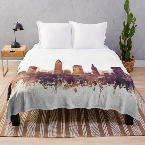 Item preview, Cleveland Skyline Watercolor Orange Purple by Zouzounio Art designed and sold by zouzounioart.
