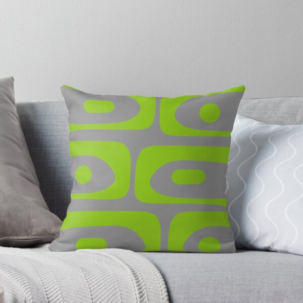 Aperçu de l'œuvre Motif abstrait de piquet moderne du milieu du siècle en vert citron et gris créée et vendue par kierkegaard.
