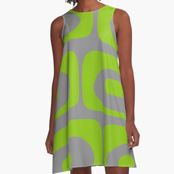 Item preview, Mid Century Modern Piquet Abstract Pattern in Lime Green and Grey designed and sold by kierkegaard.
