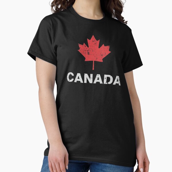 Vista previa del artículo con la obra «Camiseta retro vintage con bandera de Canadá de hoja de arce canadiense», diseñado y vendido por colortrends.