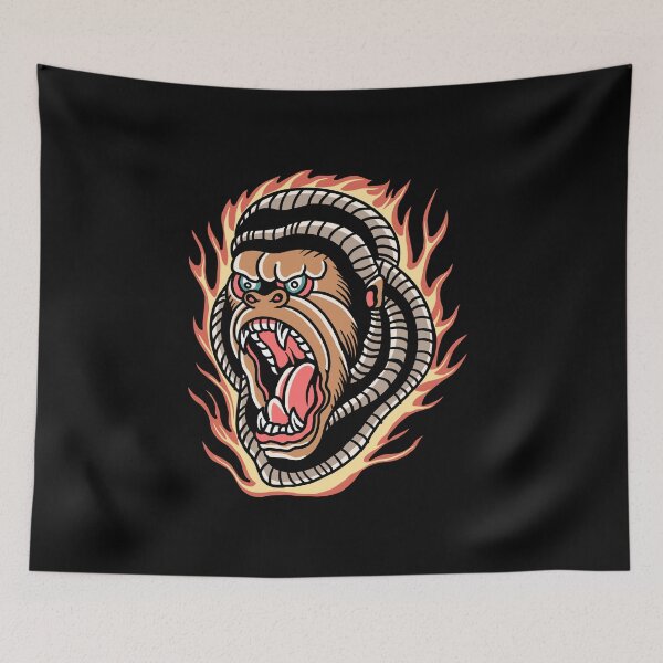 Item preview, Burning Gorilla Traditional Tattoo designed and sold by Wild  Empire.