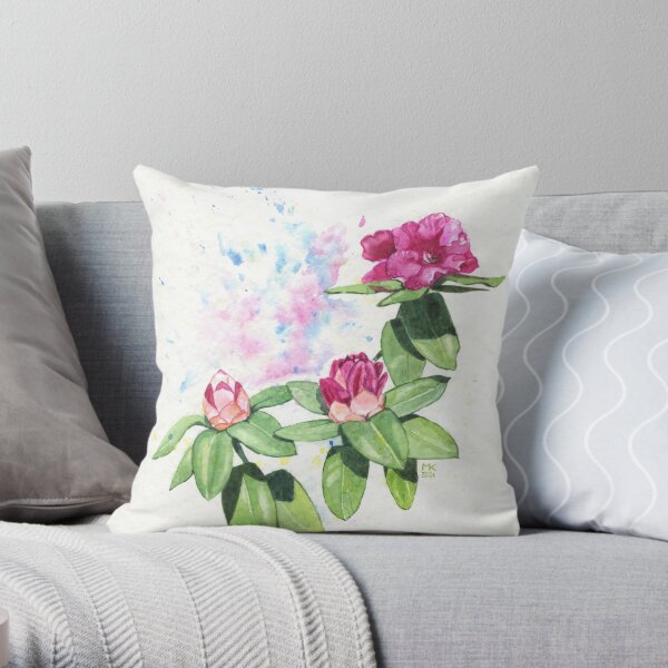 Pillow, Retro Truck and Floral, Gray, Green, Pink Planted Two