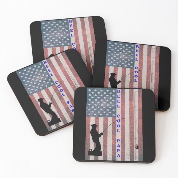 Item preview, Reel Cool Papa Retro Flag Fishing Black designed and sold by KeysTreasures.