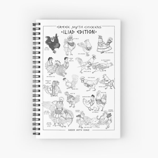 Item preview, Greek Myth Chickens - Iliad Edition (black and white) designed and sold by GreekMythComix.