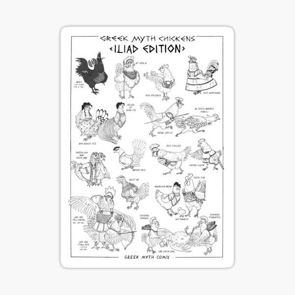 Greek Myth Chickens - Iliad Edition Sticker