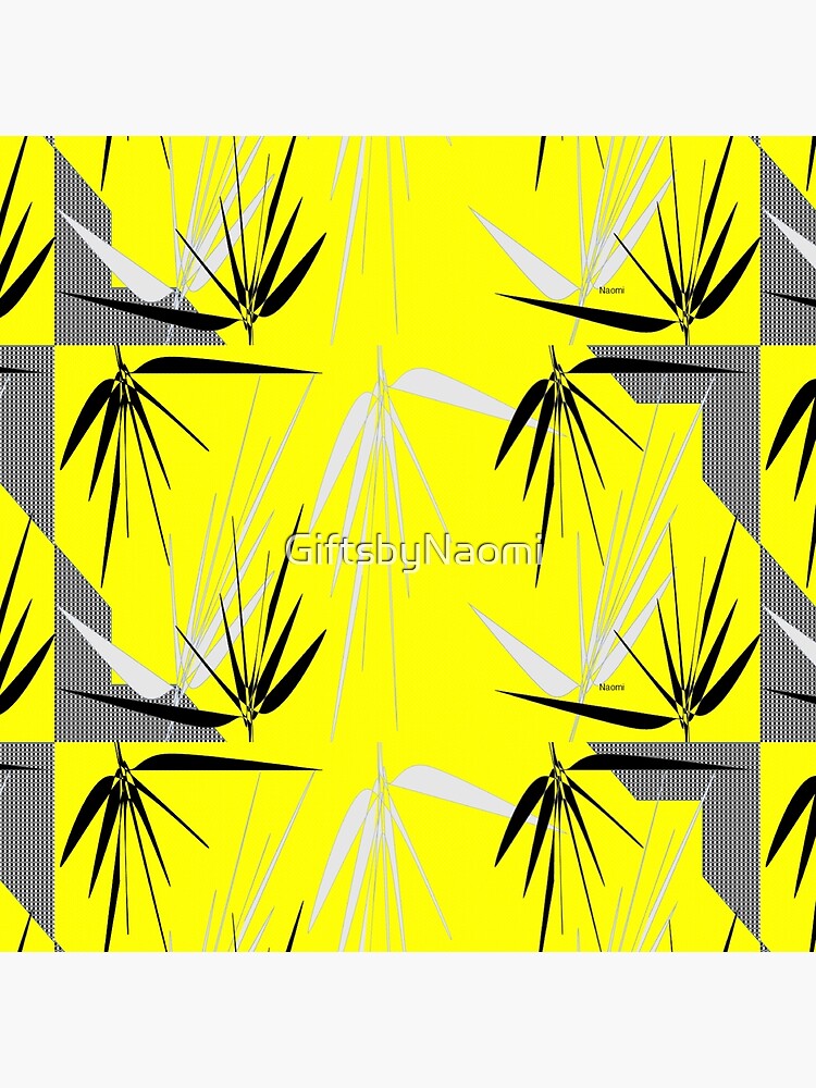 Yellow Gray Black I with Leaves by GiftsbyNaomi