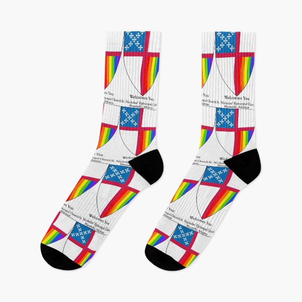 Item preview, St. Nicholas’ Episcopal Church - Maumelle, Arkansas - 6 Colour LGBTQ+ Pride Shield Welcomes You PNG Cut-Out designed and sold by litmusician.