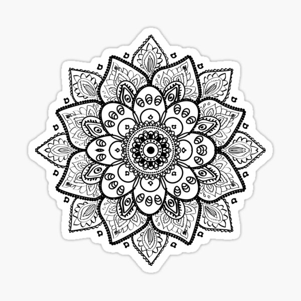 White Ornate Floral Mandala Sticker
