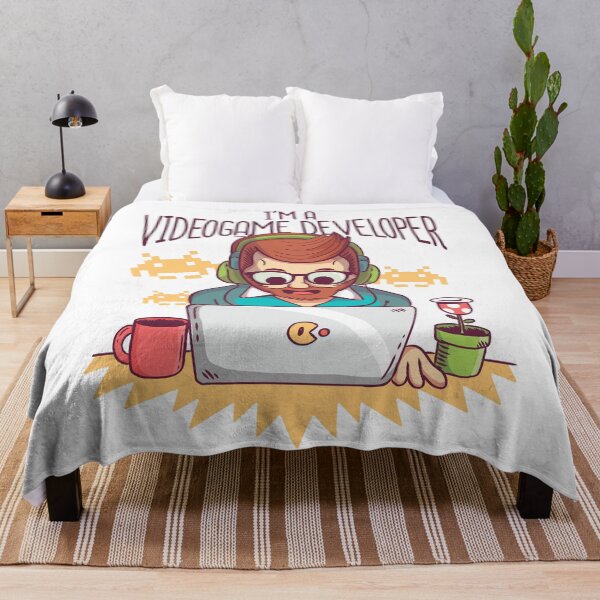 Item preview, Man working with phrase "I AM A DEVELOPER OF VIDEO GAMES" designed and sold by MySecretMerch.