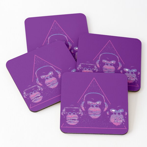 Aperçu de l'œuvre VISAGE DE TROIS GORILLA NEON DISCO créée et vendue par MySecretMerch.