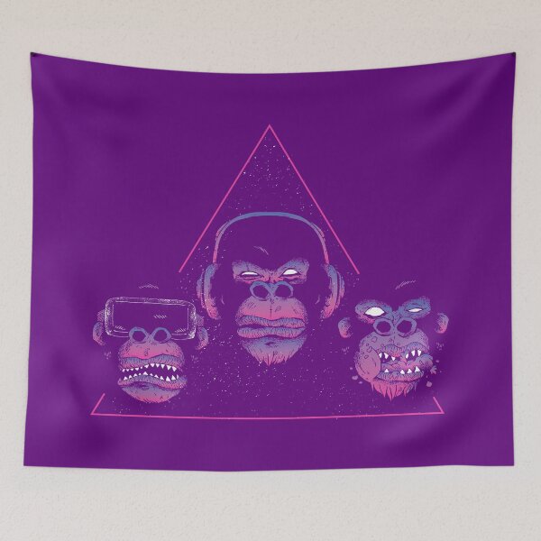 Aperçu de l'œuvre VISAGE DE TROIS GORILLA NEON DISCO créée et vendue par MySecretMerch.