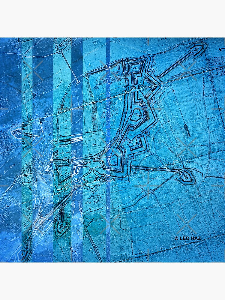 Design-Ansicht von Blaunau Alte Stadtkarte Braunau in Blau1680 c., designt und verkauft von LeoHaz
