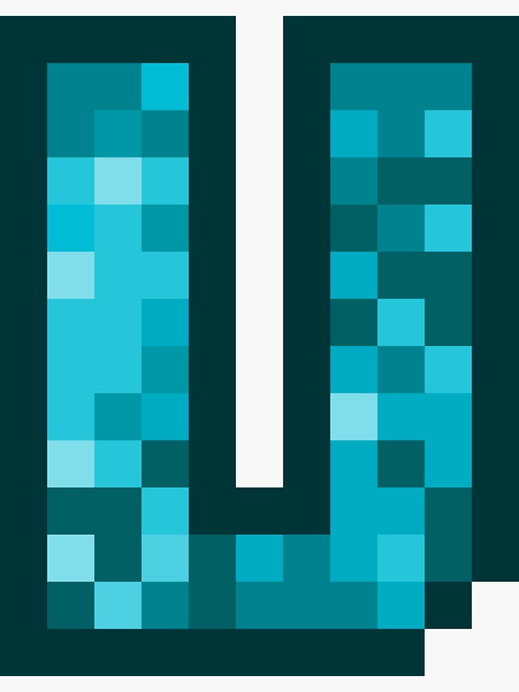 Letter V, Monogram Letter Art of Cyan Blue Retro Pixel Pattern | Sticker