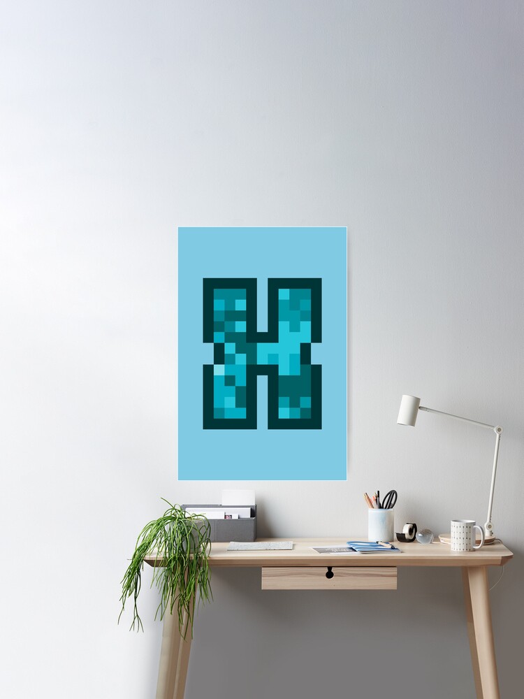 Letter A, Monogram Letter Art of Cyan Blue Retro Pixel Pattern Poster for  Sale by dylanxh