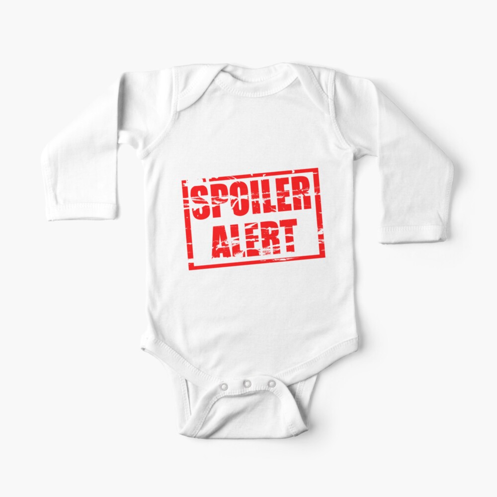 Spoiler Alert Red Rubber Stamp Effect Baby One Piece By Stuwdamdorp Redbubble