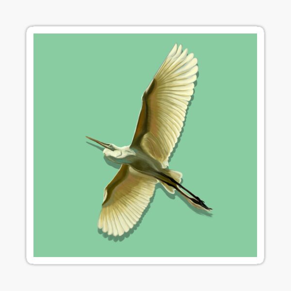 Item preview, Egret in Flight, Green Design designed and sold by PopShopAVL.