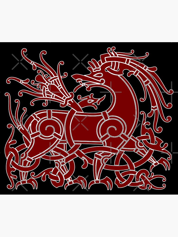 Thumbnail 3 of 3, Sticker, Mammen red & black beasts designed and sold by Odinist.