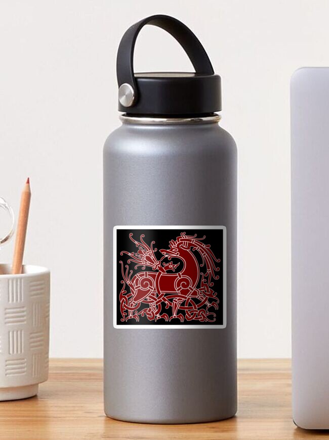 Thumbnail 1 of 3, Sticker, Mammen red & black beasts designed and sold by Odinist.
