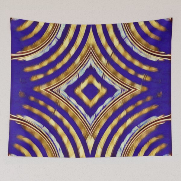 Item preview, Cobalt Chambers - blue gold white stripes geometric designed and sold by JaycraveDesigns.
