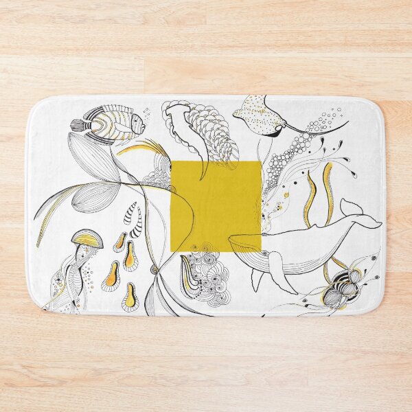 Item preview, Golden Square - Underwater Creatures, fish, shark, by Lucia Lukas designed and sold by Lucia  Lukas.