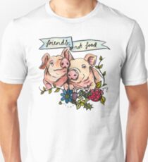 'Friends, not Food' Pig Veggie Vegan Illustration Unisex T-Shirt
