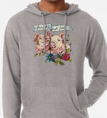 'Friends, not Food' Pig Veggie Vegan Illustration Lightweight Hoodie