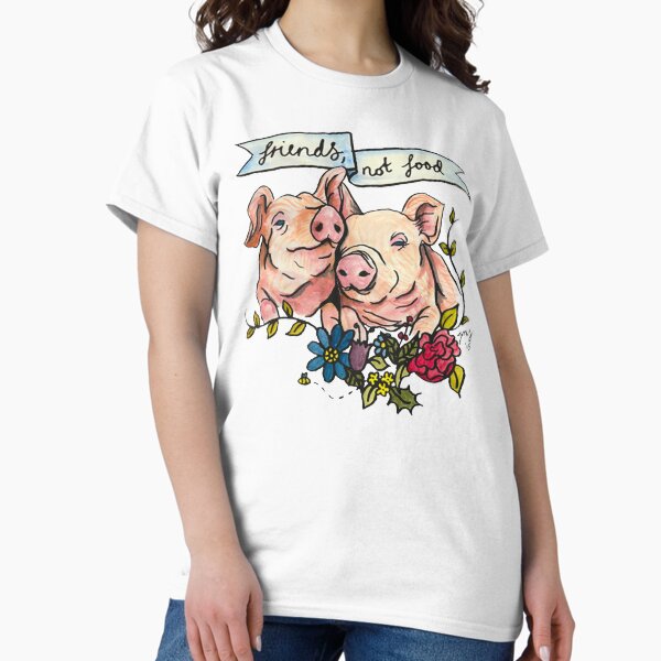 Artikel-Vorschau von "Freunde, nicht Essen" Pig Veggie Vegan Illustration, designt und verkauft von jmsillustrates.
