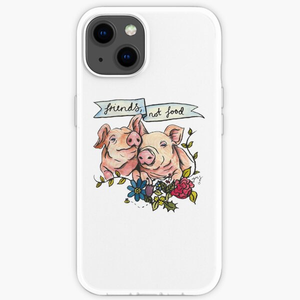"Freunde, nicht Essen" Pig Veggie Vegan Illustration iPhone Flexible Hülle