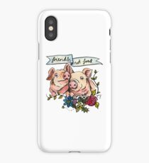 'Friends, not Food' Pig Veggie Vegan Illustration iPhone Case