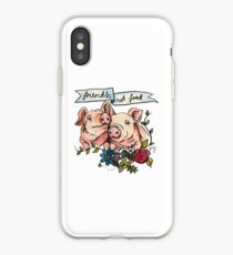'Friends, not Food' Pig Veggie Vegan Illustration iPhone Case