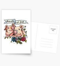 'Friends, not Food' Pig Veggie Vegan Illustration Postcards