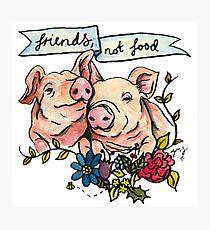 'Friends, not Food' Pig Veggie Vegan Illustration Photographic Print