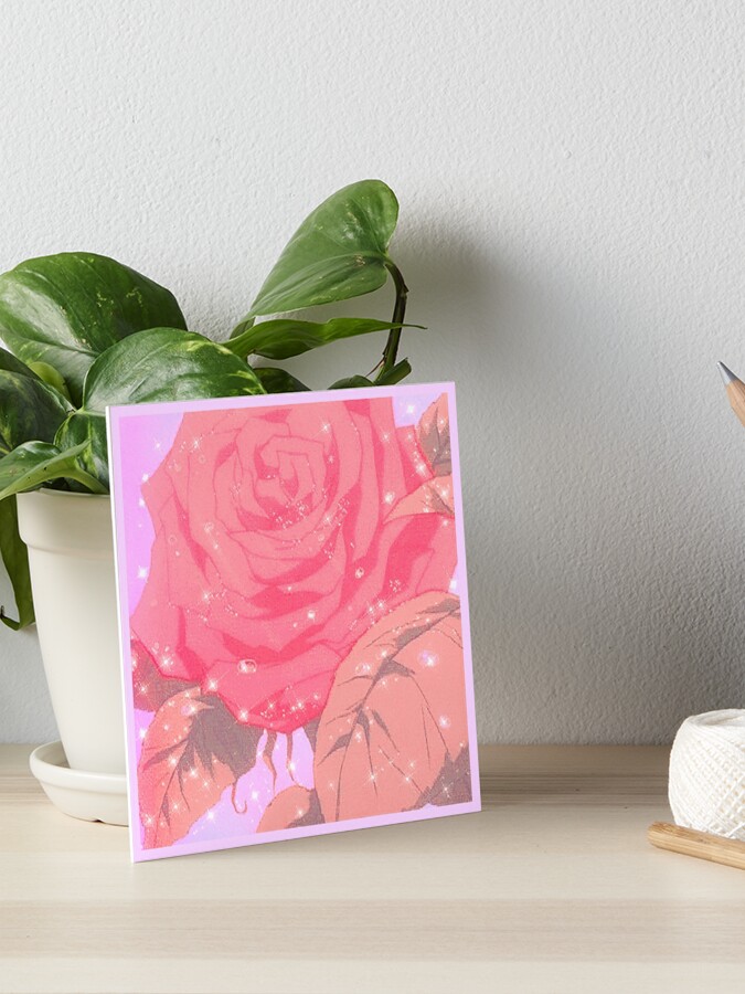 rose flower lofi anime glitter aesthetic  Art Board Print for Sale by  WanderAesthetic