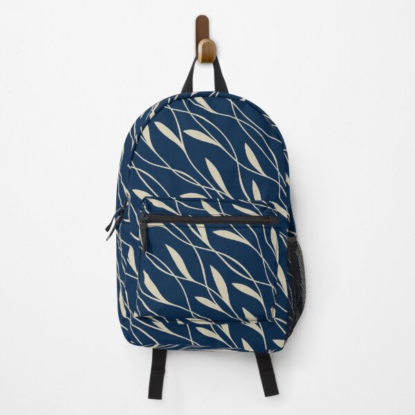 Item preview, Flowing Leaves Pattern, Navy and Beige designed and sold by meggydesigns.