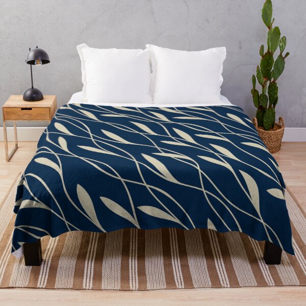Item preview, Flowing Leaves Pattern, Navy and Beige designed and sold by meggydesigns.