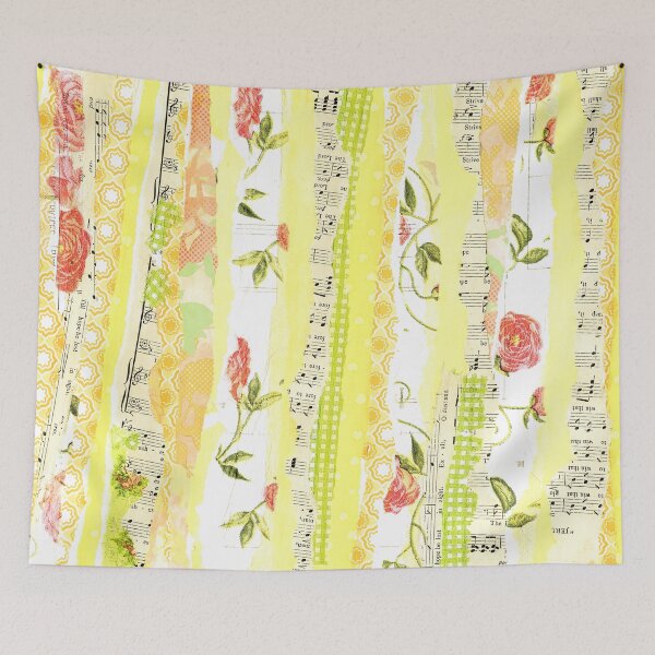 Item preview, Pretty Scrapbooking paper strips collage in yellows. designed and sold by LaBellCreative.