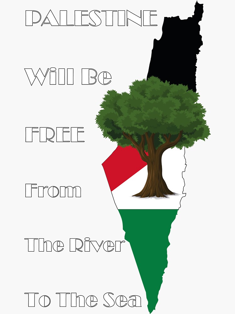 Pegatina «Palestina será libre del río al mar | Mapa de Palestina» de ...
