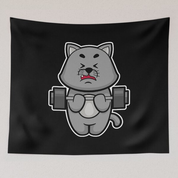 Item preview, Cat at Biceps training with Barbell designed and sold by Snabdesign84.