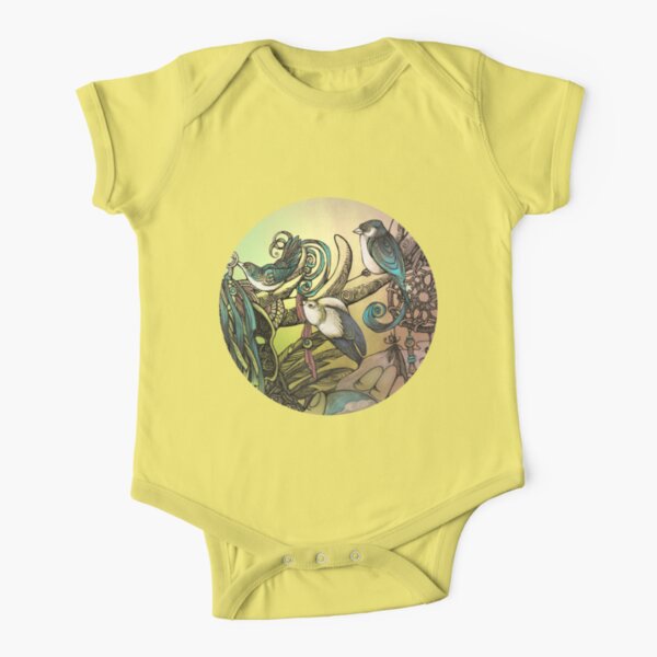Three birds Short Sleeve Baby One-Piece