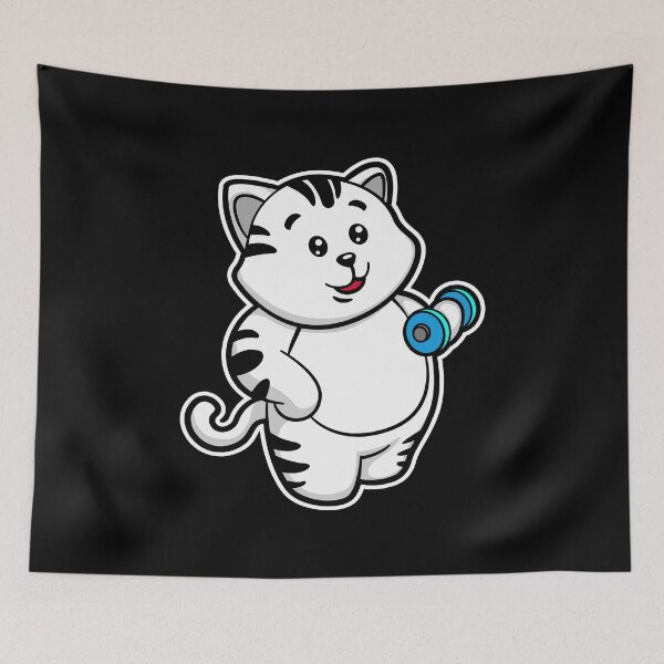 Item preview, Cat at Biceps training with Dumbbell designed and sold by Snabdesign84.