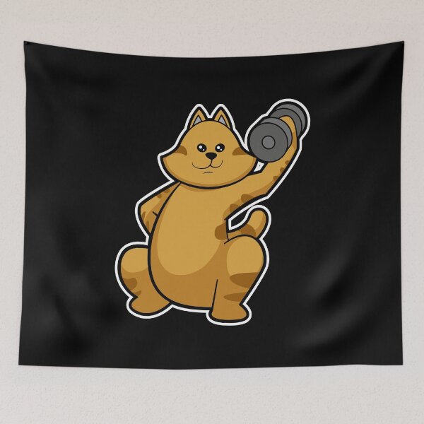 Item preview, Cat at shoulder training with Dumbbell designed and sold by Snabdesign84.
