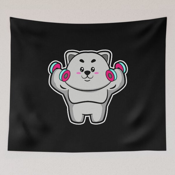 Item preview, Cat at shoulder training with Dumbbells designed and sold by Snabdesign84.
