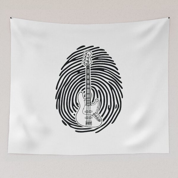 Item preview, Fingerprint Bass Guitar Outline Light Theme designed and sold by nightsworthy.